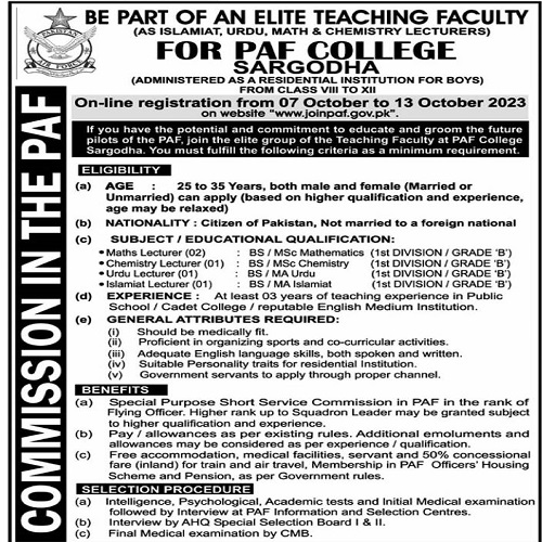 Read more about the article PAF College Sargodha Jobs 2023