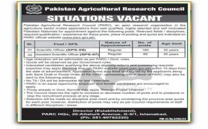 Read more about the article Jobs: Pakistan Agricultural Research Council (PARC) 2024