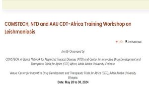 Read more about the article Event: COMSTECH, NTD and AAU CDT-Africa training Workshop on Leishmaniasis