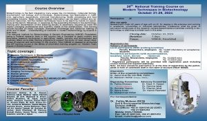 Read more about the article Event: 20th National Training Course on “Modern Techniques in Biotechnology” organized by NIBGE, Faisalabad