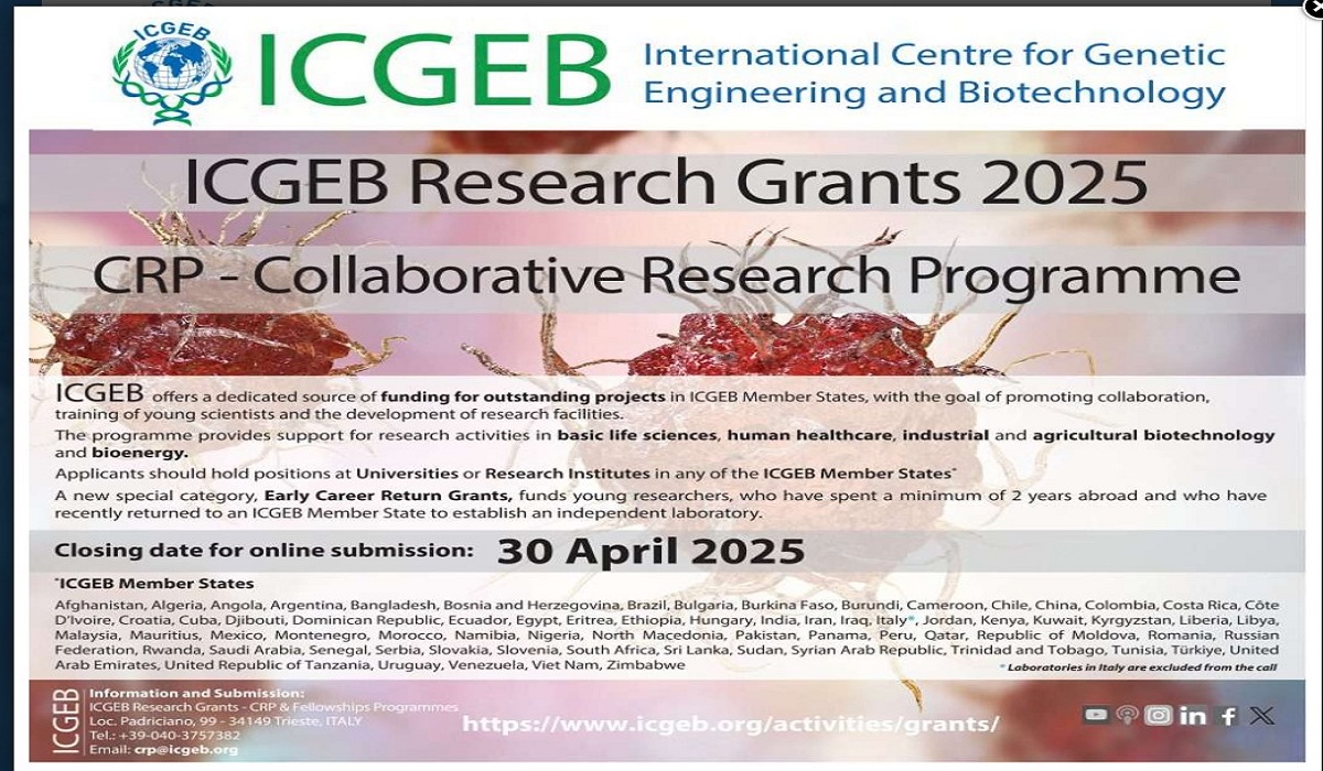 Read more about the article Event: International Workshop on “ICGEB Research Grants 2025 CRP-Collaborative Research Programme” by ICGEB