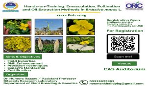 Read more about the article Event: Hands-on-Training: “Emasculation, Pollination and Oil Extraction Methods in Brassica napus L.”