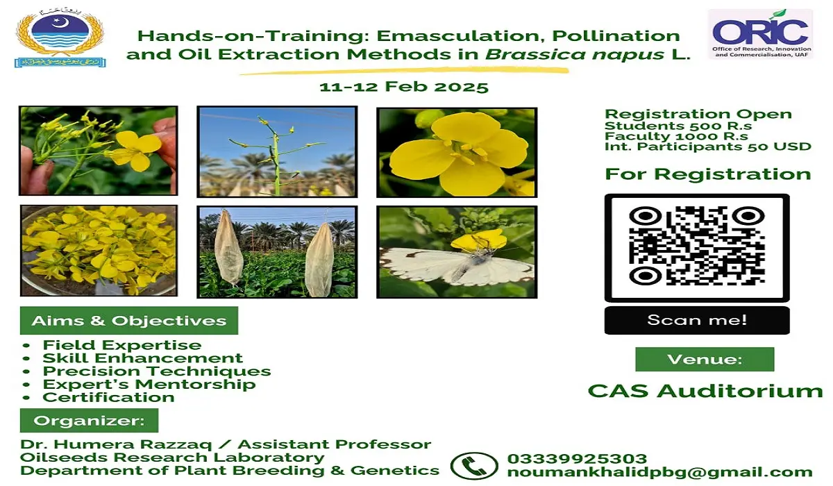 You are currently viewing Event: Hands-on-Training: “Emasculation, Pollination and Oil Extraction Methods in Brassica napus L.”