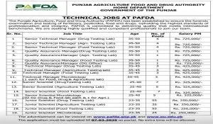 Read more about the article Jobs: Punjab Agriculture Food and Drug Authority (PAFDA) Home Department Government of the Punjab