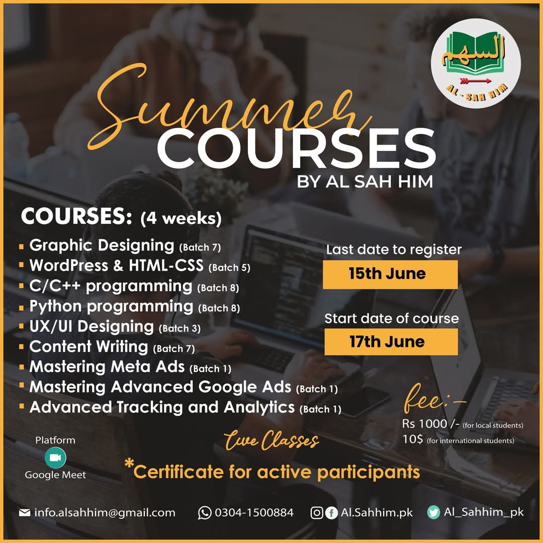 Event: Online Summer Courses Series Brought to you by Al-Sah him