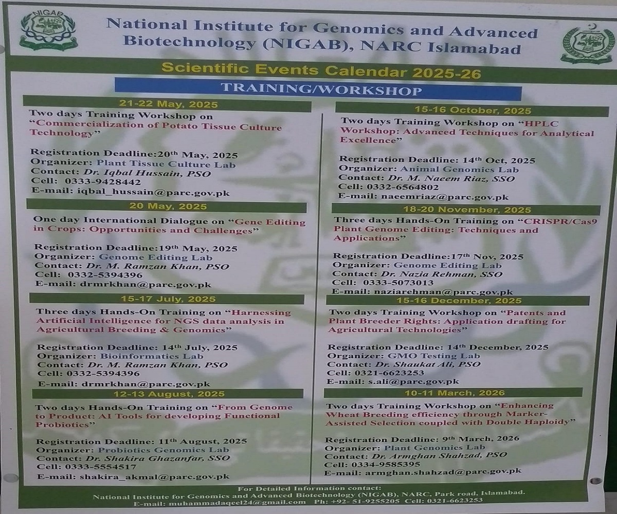 Event: Yearly Scientific Calendar of NIGAB, NARC – 2025/2026