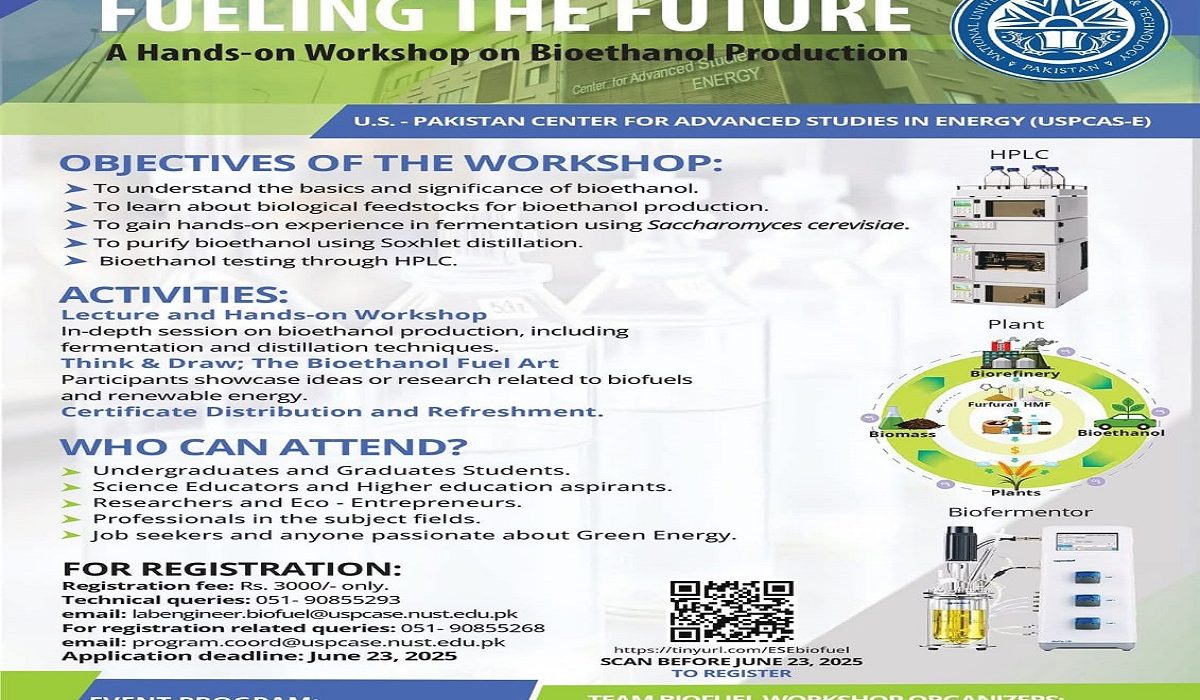 Event: A Hands-on Workshop on “Biofuel Production” organized by NUST Islamabad