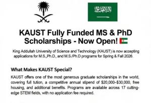 Read more about the article Event: (KAUST) Fully Funded MS & PhD Scholarship 2026 – Saudi Arabia