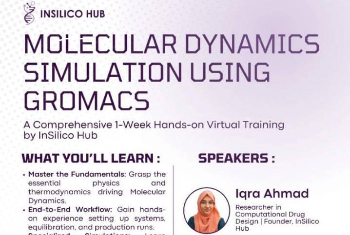 Read more about the article Event:  One Week Training on Molecular Dynamics Simulations Using GROMACS