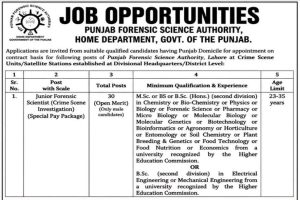 Read more about the article Event: Job Opportunities at Punjab Forensic Science Authority (PFSA) – Government Of The Punjab