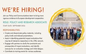 Read more about the article Event: International Career Opportunity For Early Career Researchers & Policy Professionals, J-PAL Europe