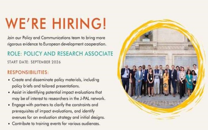 Read more about the article Event: International Career Opportunity For Early Career Researchers & Policy Professionals, J-PAL Europe
