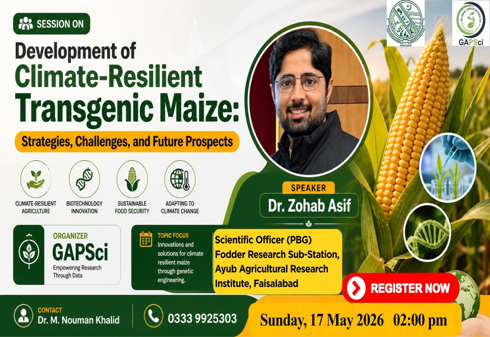 Read more about the article Event: Development of Climate-Resilient Transgenic Maize : Strategies, Challenges & Future Prospects