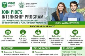 Read more about the article Event:  PIDE Internship Program 2026 Cultivating the Next Generation of Economists & Public Policy Analysts