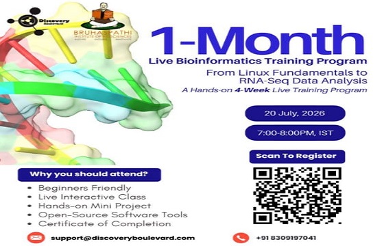 Read more about the article Event:  One Month Bioinformatics Training Program From Linux Fundamentals To RNA-Seq Data Analysis